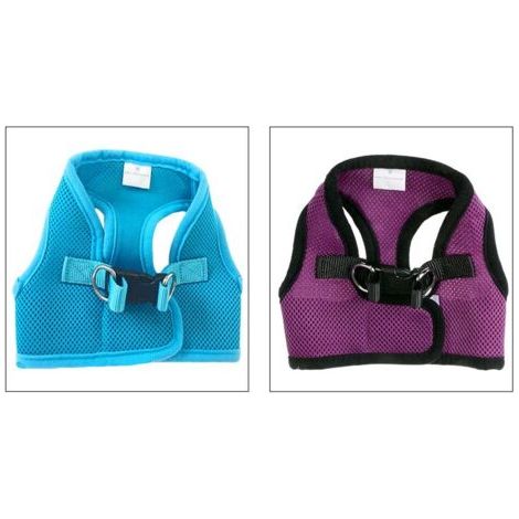 pair 2 harnais pour animaux de compagnie, laisses, colliers-gilets, laisses en maille respirante pour petits chiensHarnais de sécurité pour chien, maille respirante, bleu, violet, taille L, 37 cm, 49-