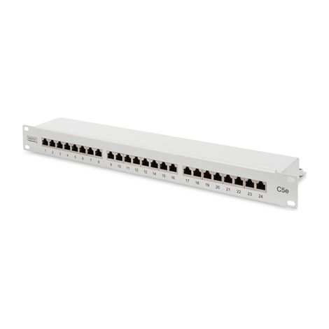Digitus  Patch Panel  DN-91524S  Bianco  Categoria: CAT 5e Porte: 24 x RJ45 Forza di ritenzione: 7,7 kg Forza di inserimento: 30 N max  48,2 x 4,4 x 10,9 cm (1/3)