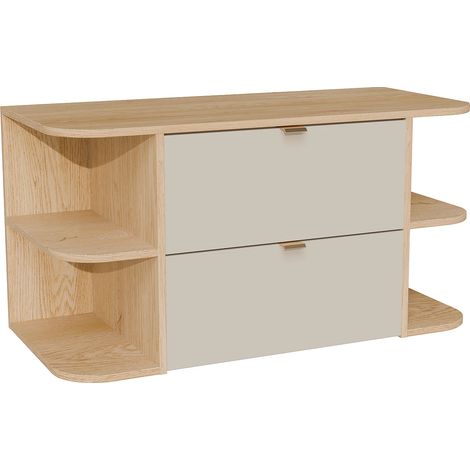 Mobile sotto lavabo sospeso con nicchie Beige e Naturale chiaro 100 cm - LAVENA (1/4)