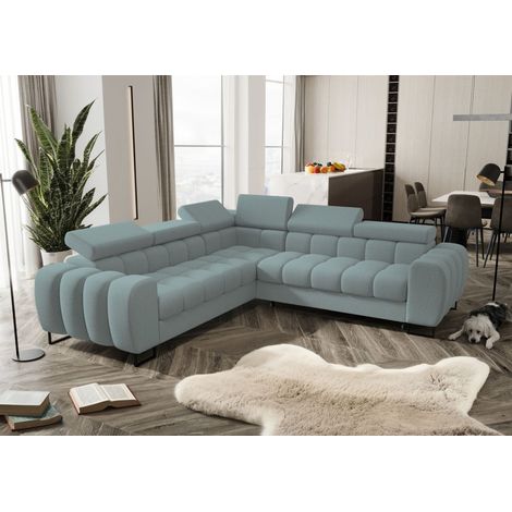 Ecksofa Schlafsofa BASTIEN in Stoff Gemma Türkis Seite Universal