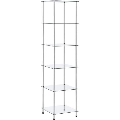 Étagère 6 niveaux Étagère de Rangement - Armoire de Rangement Transparent 40x40x160 cm Verre trempé BV891566 - BonneVie (1/5)
