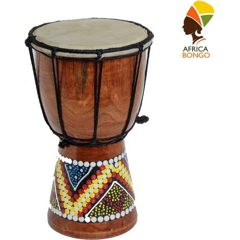 Trade Shop - Tambor Bongó Decorativo Africano De Madera Altura 19 X Diámetro 12 - (1/2)