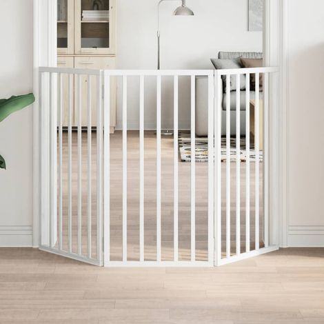 Barrière pour chien pliable à 3 panneaux Blanc 150 cm Bois de peuplier (1/4)