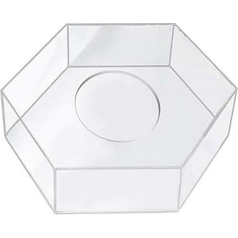 Cake Display Board - Hexagonal Acrylic Stand - 20 cm Diameter x 10 cm Height - Transparent - 3 mm Thickness - 1 Piece (1/4)