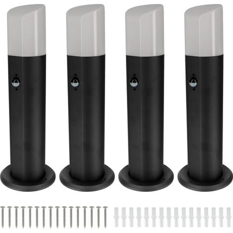 4 bornes éclairage extérieur avec détecteur de mouvement - Ht 45cm - Aluminium - étanche IP54 - pour ampoule E27 - Potelets (1/5)