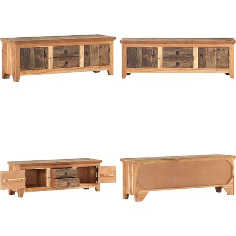 Mobile Porta TV 120x30x40cm in Massello di Acacia e di Recupero - Armadio tv in acacia - Armadio tv in legno di recupero