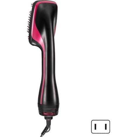 Brosse séchoir multifonctionnelle à air chaud pour un coiffage rapide, une réduction des frisottis et des cheveux sains. Prise américaine. Rose rouge. (1/5)