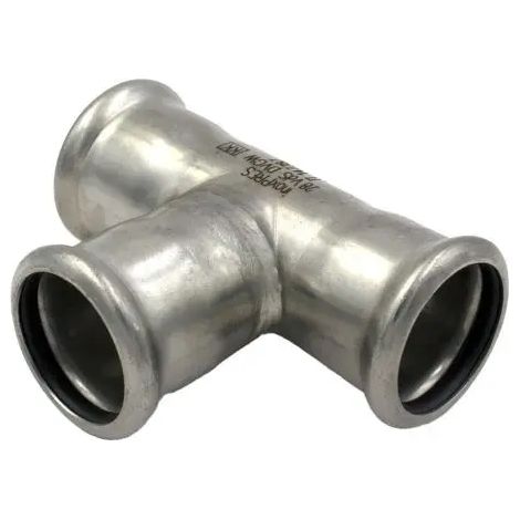 Raccordo a t a pressare intermedio in acciaio inox serie inoxpress uniko ø35 FRABO