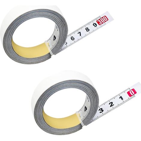 Lot de 2 Mètre Ruban Auto-Adhésif 3m Acier au Carbone 45 Blanc, Règle Métrique 12.5mm Largeur, 1x Gauche à Droite et 1x Droite à Gauche, Ruban à Mesurer Précis pour Établis Scie à Table Machines (1/5)