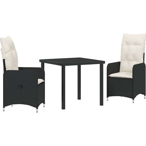 Maison Exclusive - Set da Pranzo per Giardino 3 pcs Nero polyrattan (1/5)