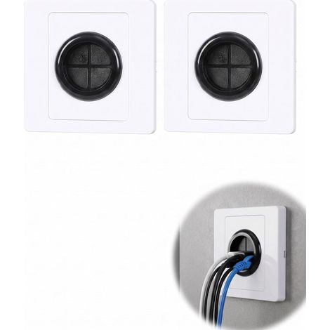 Lot de 2 Sorties de Câble Murales, Passe-Câbles Rigides avec Cache-Prises, Organisation Sécurisée pour TV et Bureau, Montage Rapide et Rendu Invisible (1/5)