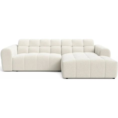 ALEXIA - Canapé d'angle tissu bouclette 4 places - Beige - Gauche