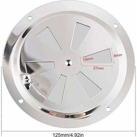 NALOOKAMIC Chauffage et climatisation Grille de Ventilation Ronde, Grille d'aération 125 mm en Acier Inoxydable Conduit Moustiquaire Grille D'évacuation Air Entrant Air Evacué Ventilation Volets Régla
