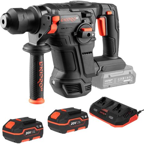 Martillo perforador a batería Dnipro-M 20V, 4 J, SDS-Plus, 2 baterías de 4Ah y cargador doble. DHR-203 BCX (1/5)