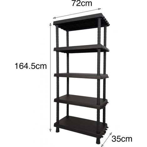 Dmora Étagère de 4 niveaux en polypropylène, rayonnage polyvalent pour intérieur ou externe, 100% Made in Italy, 72x35h165 cm, couleur anthracite, avec emballage renforcé