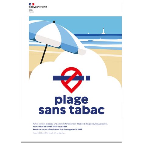 Panneau "Plage sans tabac" – Décret 2025-582 – ADHÉSIF – Format 15x21 cm – Signalétique obligatoire