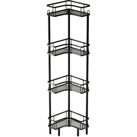 Étagère d'angle, Design en métal, Rangement multi-usages, noir (1/2)