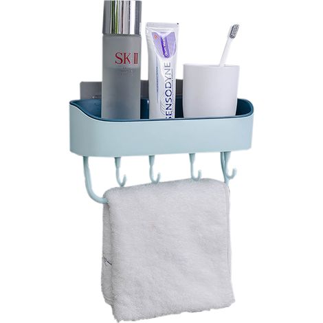 Porte-Produits Douche Adhésif - Étagère Murale Sans Perçage Pour Salle De Bain - 3 Niveaux - Plastique Résistant - Blanc (1/5)