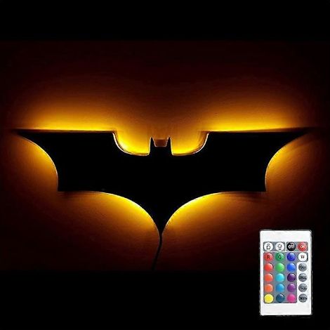 Kreative 3D-Fledermaus-Wandleuchte, dekorative RGB-LED-Nachtleuchte, Fernbedienung, Stimmungsleuchte für Spielzimmer, Bar oder Nachttisch. (1/5)