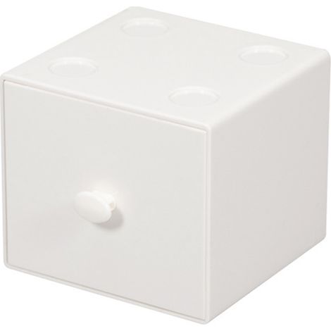 Boîte de rangement de bureau PS carré empilable, bloc de construction avec tiroir pour maison, dortoir, école, fournitures de bureau, accessoire blanc (1/5)