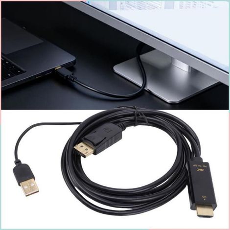 Adaptateur HDMI Vers DisplayPort - 4K 60 Hz - Pour Moniteur Ordinateur - 1,8 M (1/4)