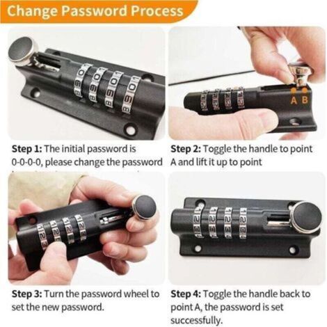 Verrou de Porte à Code, Loquet de Verrouillage à Combinaison (Sans Clé), Imperméable Verrou à Combinaison à 4 Chiffres, Serrure à Code, Cadenas à combinaison (1/3)
