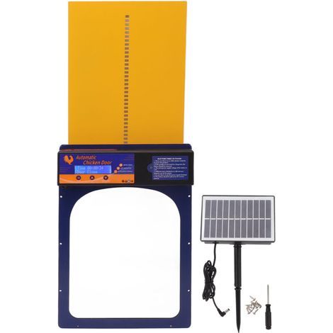 Porte automatique pour poulailler solaire – Aluminium résistant – Minuterie programmable – IP45 étanche – Pour poules et canards (1/5)