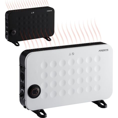AREBOS Riscaldatore Convettore 2000 W Riscaldatore Elettrico Nero