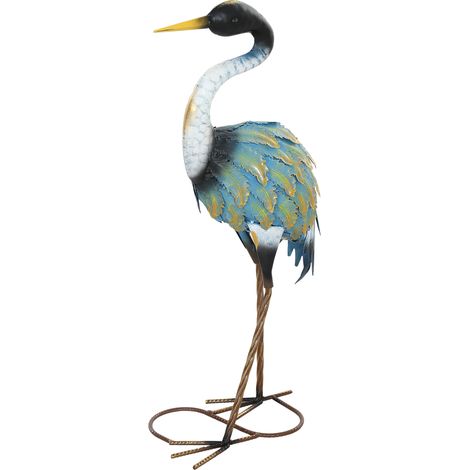 Statue jardin exterieur, sculpture de héron en métal, décoration de jardin exterieur 63 cm, multicolore