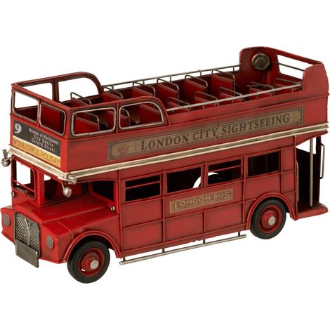 Bus Déco en Métal "Antique" 32cm Rouge (1/2)