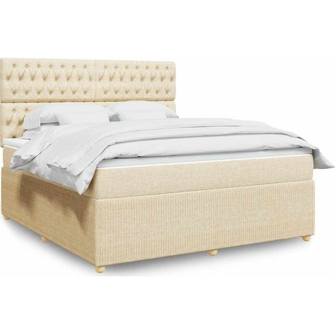 vidaXL Sommier à lattes de lit avec matelas Crème 180x200 cm Tissu (1/5)
