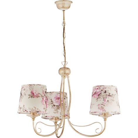 Lampadario vintage ecru 3 luci fiori E27 Jupiter Sara