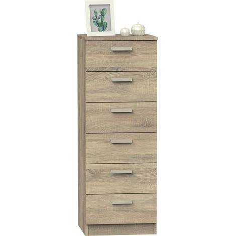 Pegane – Chiffonnier de rangement 6 tiroirs – Panneaux de particules et mélamine – Dimensions 110 x 40 x 40 cm – Coloris Cambrian (1/4)
