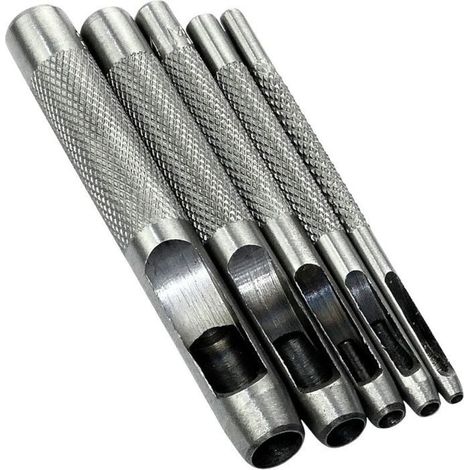 Lot de 5 Outils de Poinçonnage/Outil Perforateur/Perforatrice de 2/3/4/6/8mm - Poinçon Creux pour Faire des Trous - Ceinture/Cuire (1/4)