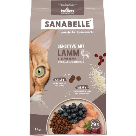 Sanabelle Katzentrockenfutter Adult Sensitive mit Lamm für ernährungssensible Katzen 2 kg