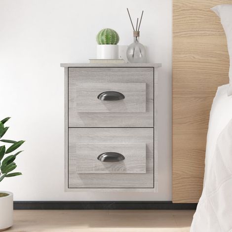 Lot de 2 Tables de chevet murales de chambre,Tables d'Appoint Industriel - Tables de Nuit sonoma gris 41,5x36x53 cm -BV42744 (1/5)