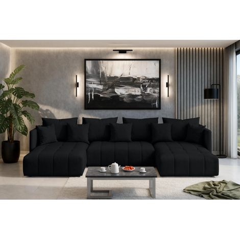 AX LIVING Mersino anthrazit Eckschlafcouch mit Bettkasten 353 cm