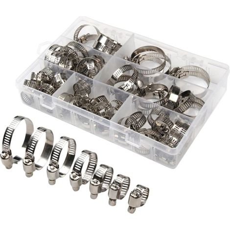 Edelstahl-Rohrschellen, 60er-Packung mit verstellbaren Schrauben in verschiedenen Größen, für Heimwerkerarbeiten, Autoreparaturen und industrielle Anwendungen, 60 Stück (1/5)