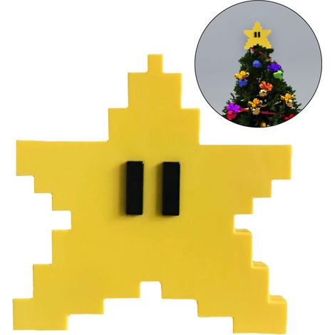 1 Étoile de sapin, Style pixel art 3D, Décoration rétro, Pour fêtes et intérieur (1/5)