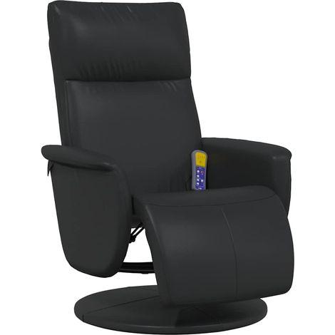 Sillón reclinable masaje con reposapiés cuero sintético negro vidaXL (1/5)