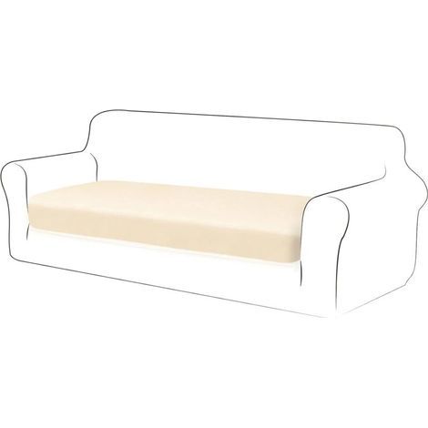 Housse de Coussin Velours Coussin de canapé Housse de Protection pour Meubles Housse de siège de canapé pour canapé Housse de Coussin Velours 3 Place pour Chaise (Blanc Ivoire) (1/5)