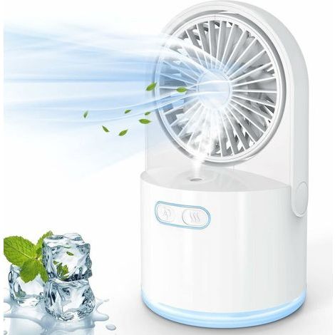 Leiser, weißer Mini-Ventilator, USB-aufladbar, tragbar, ideal für den Einsatz im Schlafzimmer, Büro oder drinnen/draußen. (1/5)