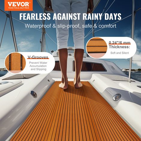 Revêtement de sol pour bateau en mousse EVA 2400 x 1160 x 6 mm, plancher de revêtement de sol autocollant antidérapant, 27 840 cm², tapis marin pour bateaux, yacht, ponton, terrasse de kayak (1/5)