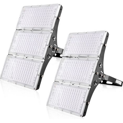2 PCS Projecteur Exterieur Led 300w, Projecteur Led Exterieur 30000lm, IP67 Imperméable, Blanc Chaud 2800-3200k, Idéal Pour Le Jardin, Le Garage, l'Hôtel Ect (1/2)