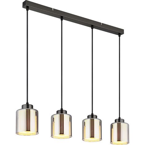 Hängeleuchte Pendelleuchte Esstischlampe schwarz chrom Glas 4-flammig L 78 cm