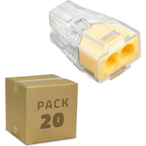 Pack 20 Connecteurs Rapides 2 Entrées 0.75-2.5 mm² Jaune (1/2)