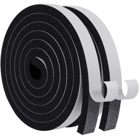 Joint d'isolation thermique pour portes et fenêtres 3cm x 2cm x2m adhésif de joint en mousse, bande d'étanchéité acoustique noir