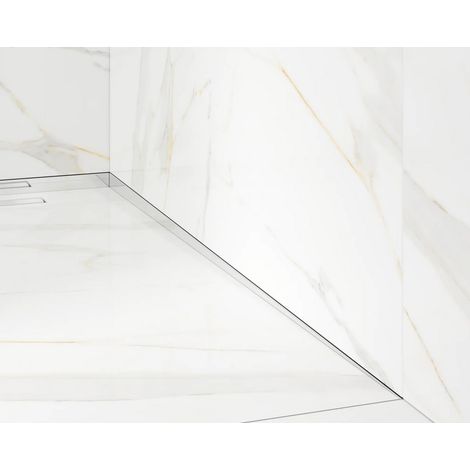 Profilo laterale destro inclinato per doccia a pavimento argento lucido - 4 x 180cm