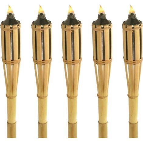 Torches à huile en bambou 120 cm - Lot de 5 (1/4)