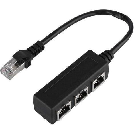 Adaptateur Ethernet - RJ45 - 1 mâle vers 3 femelles - Noir - 20,5 cm - Câble réseau (1/4)